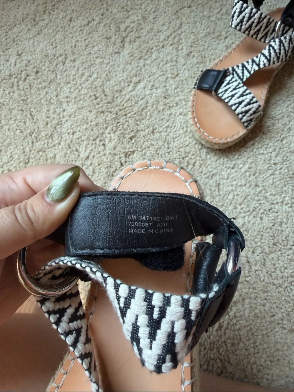 Frye Black & White Woven Espadrille Sandals